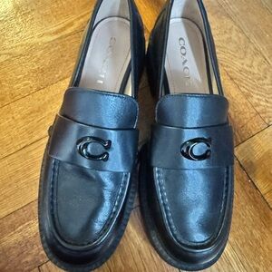 Coach Black Leather Leah Loafer